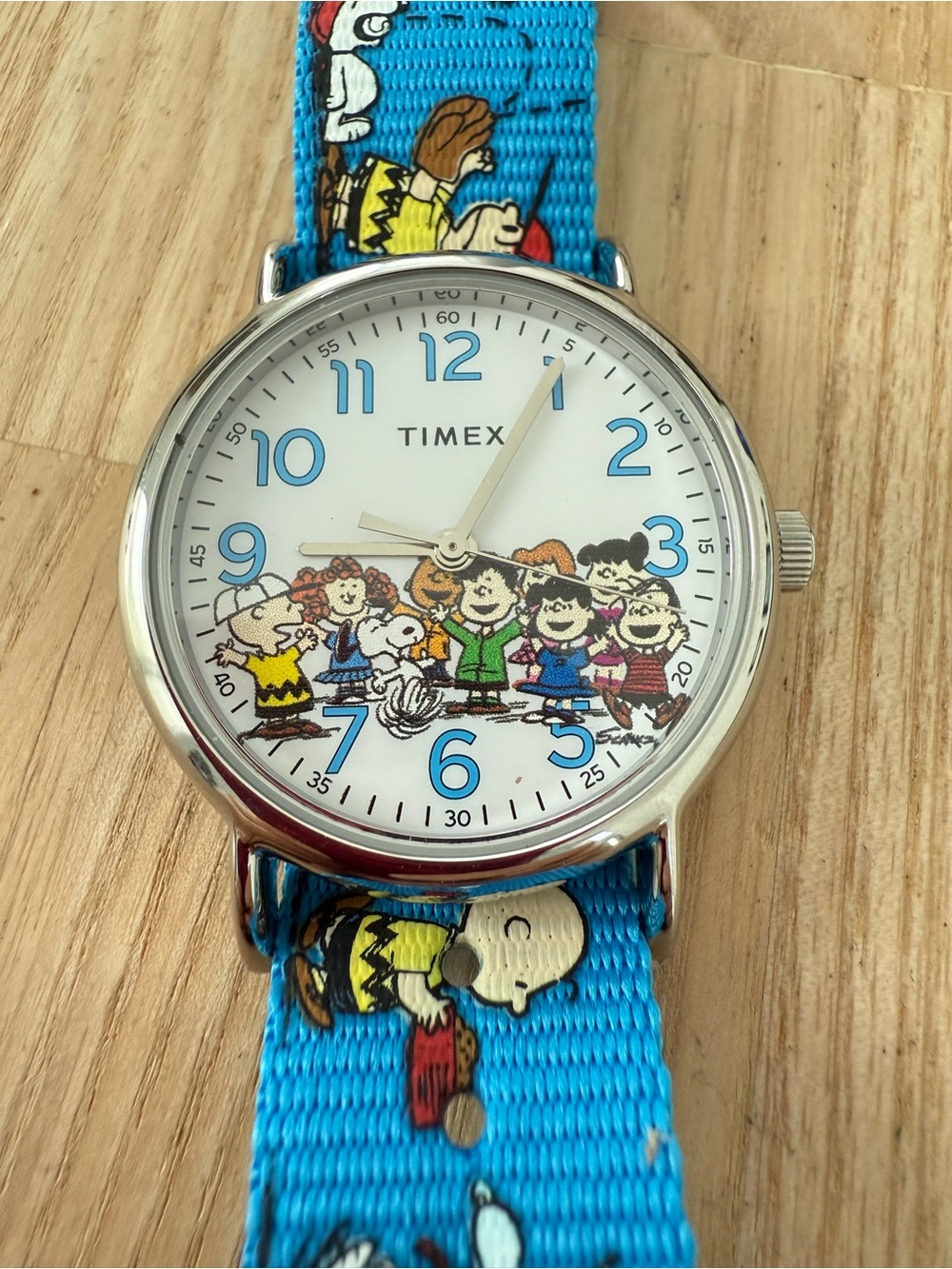 Timex peanuts weekender blue nylon strap watch NEW BATTERY